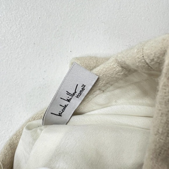 Nicole Miller Wool Blend Beige Embroidered Nordic Snowflake Christmas Stocking - Picture 7 of 8